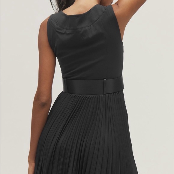 NWT MAEVE BRAND Elegant Black Pleated Dress w/ belted waist Size M - Picture 4 of 6